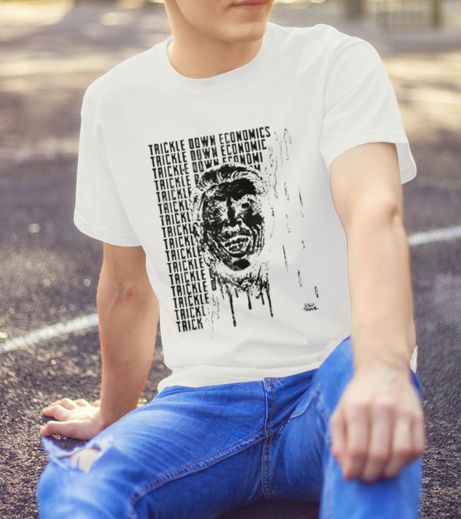 Punkwithacamera Trickle Down Economics Repeated Typography Dripping Face T-Shirt