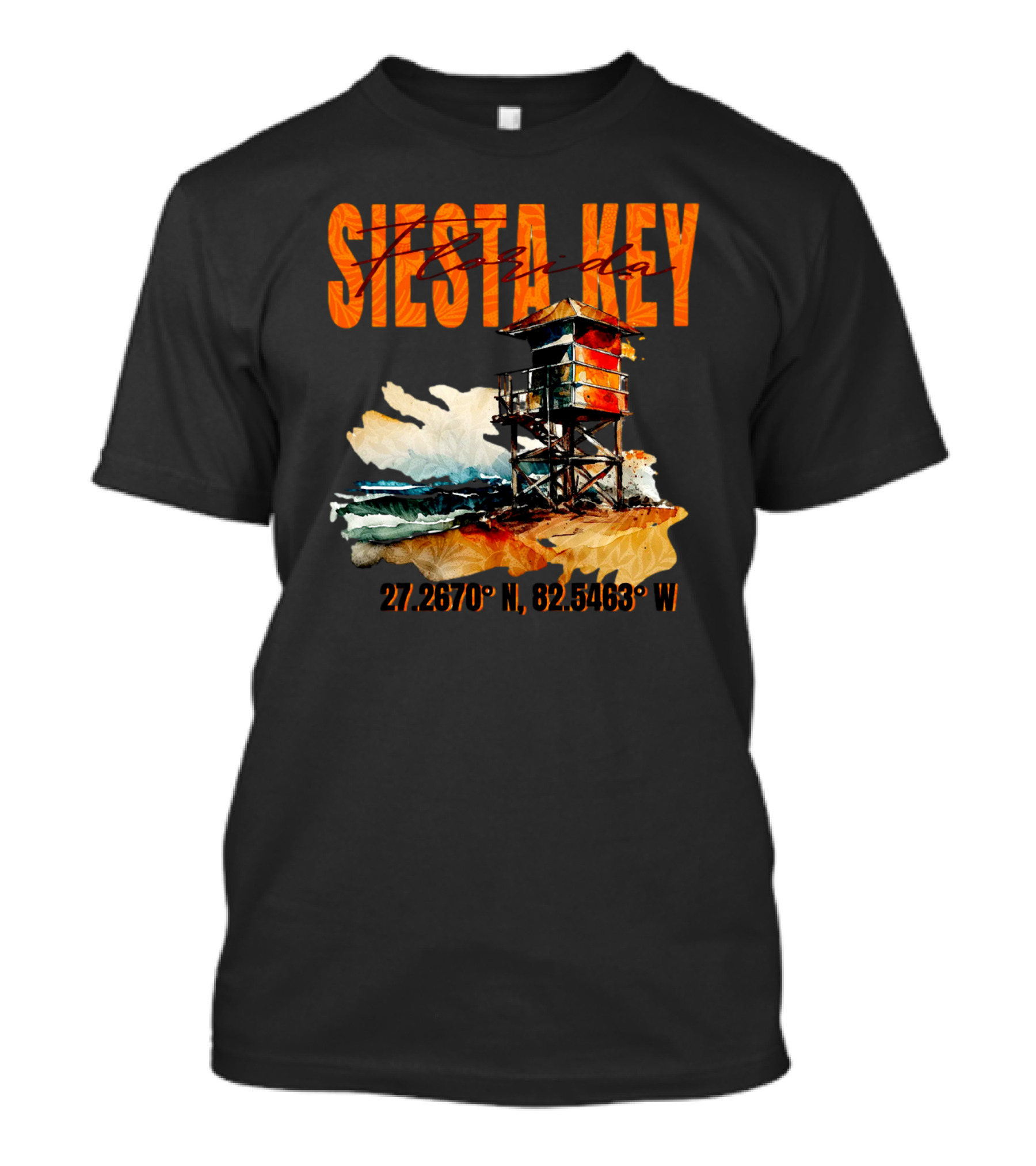 Siesta Key Florida Lifeguard Stand 27.2670° N, 82.5463° W T-Shirt