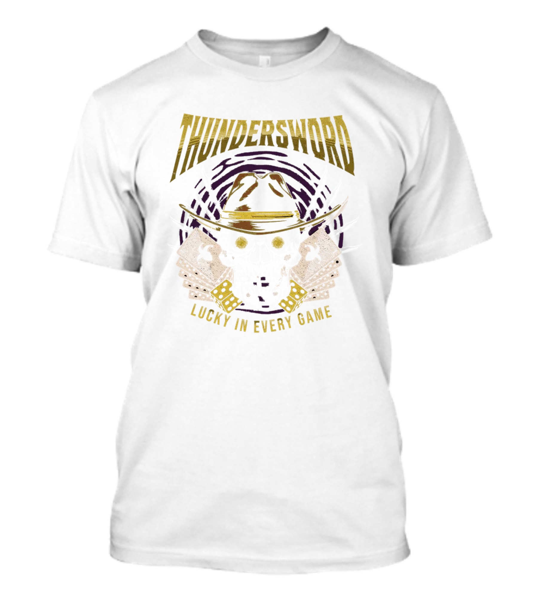 THUNDERSWORD LUCKY IN EVERY GAME VINTAGE SKULL AND CROSSBONES T-Shirt