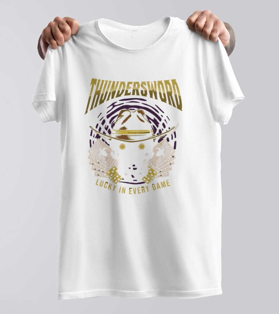 THUNDERSWORD LUCKY IN EVERY GAME VINTAGE SKULL AND CROSSBONES T-Shirt