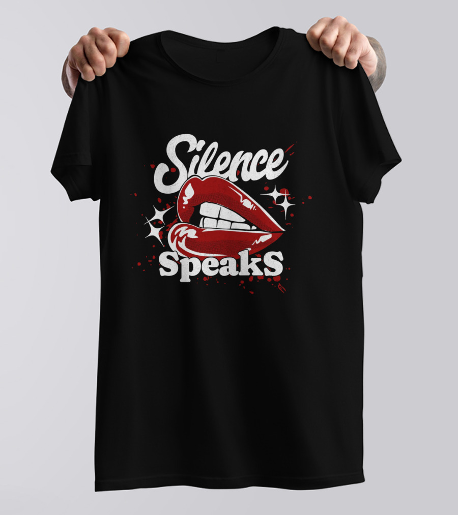 Silence Speaks Bold Red Lips And Sparkles T-Shirt