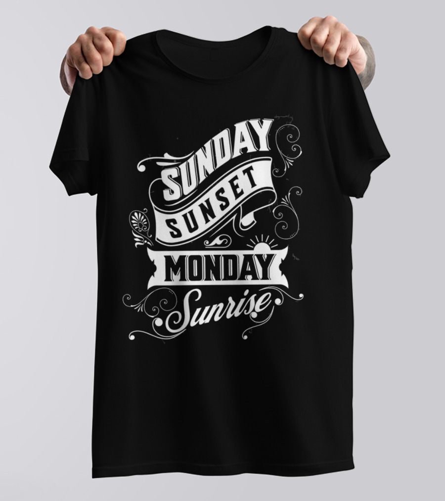 Sunday Sunset Monday Sunrise Vintage Filigree T-Shirt