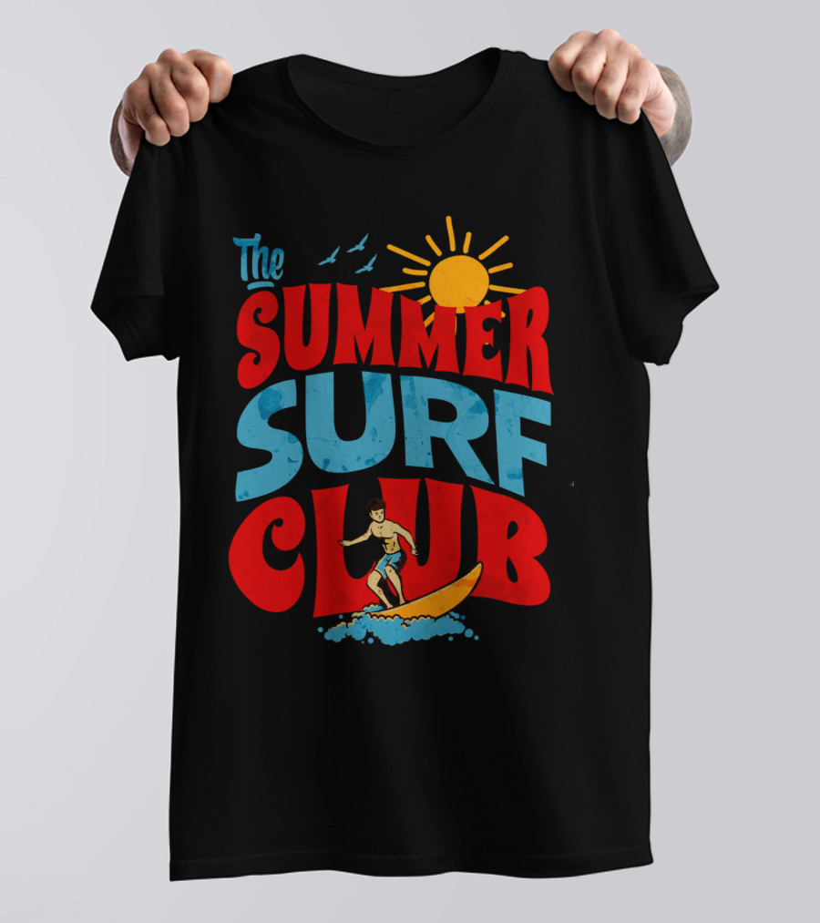 The Summer Surf Club Sun Surfing Retro Typography T-Shirt