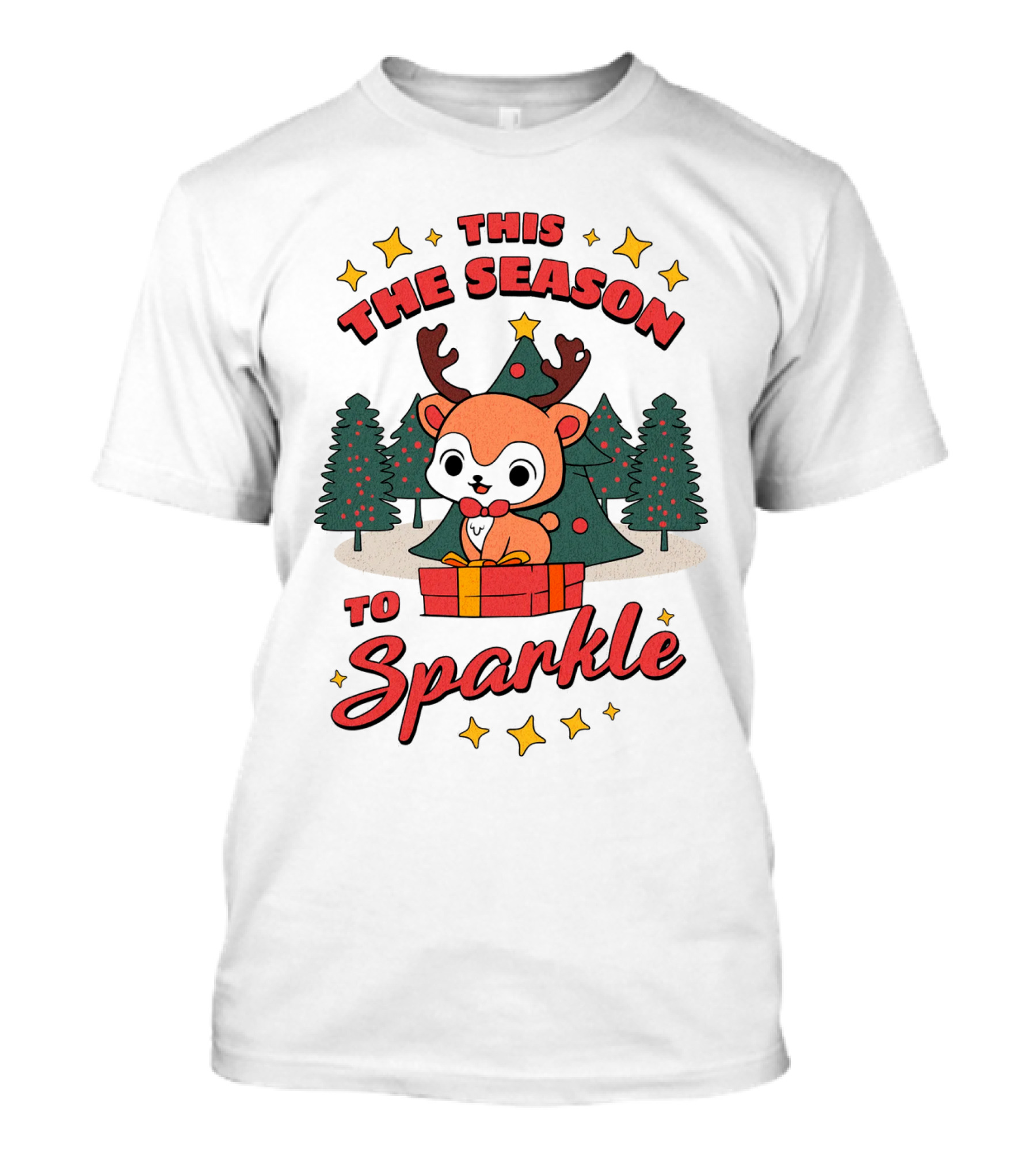 This The Season To Sparkle With Reindeer And Christmas Trees T-Shirt