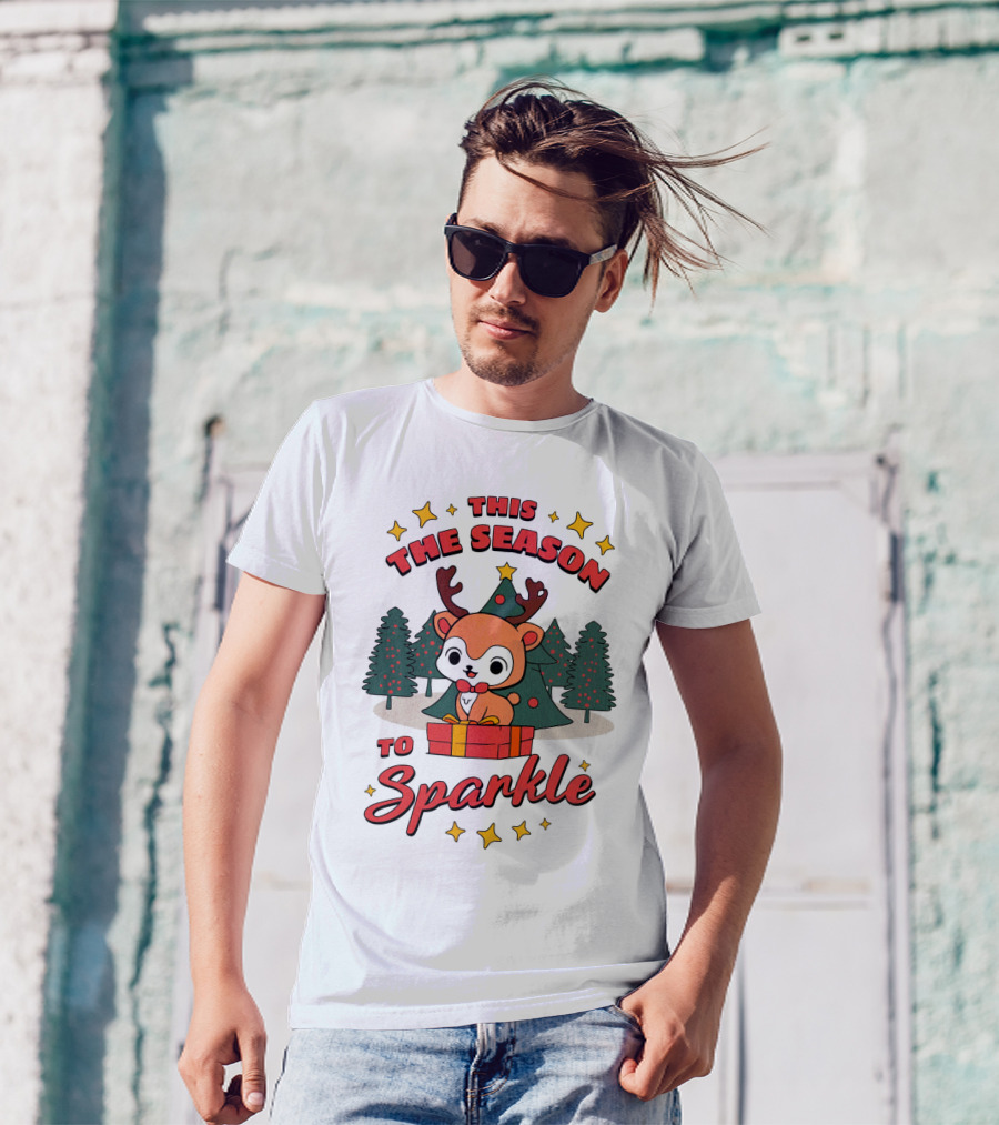 This The Season To Sparkle With Reindeer And Christmas Trees T-Shirt