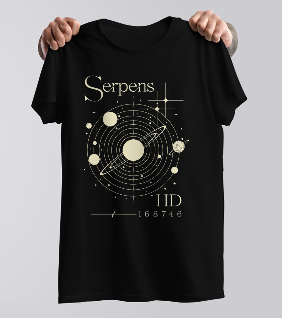 Serpens HD 168746 Celestial Diagram With Planetary System Rings And Stars T-Shirt