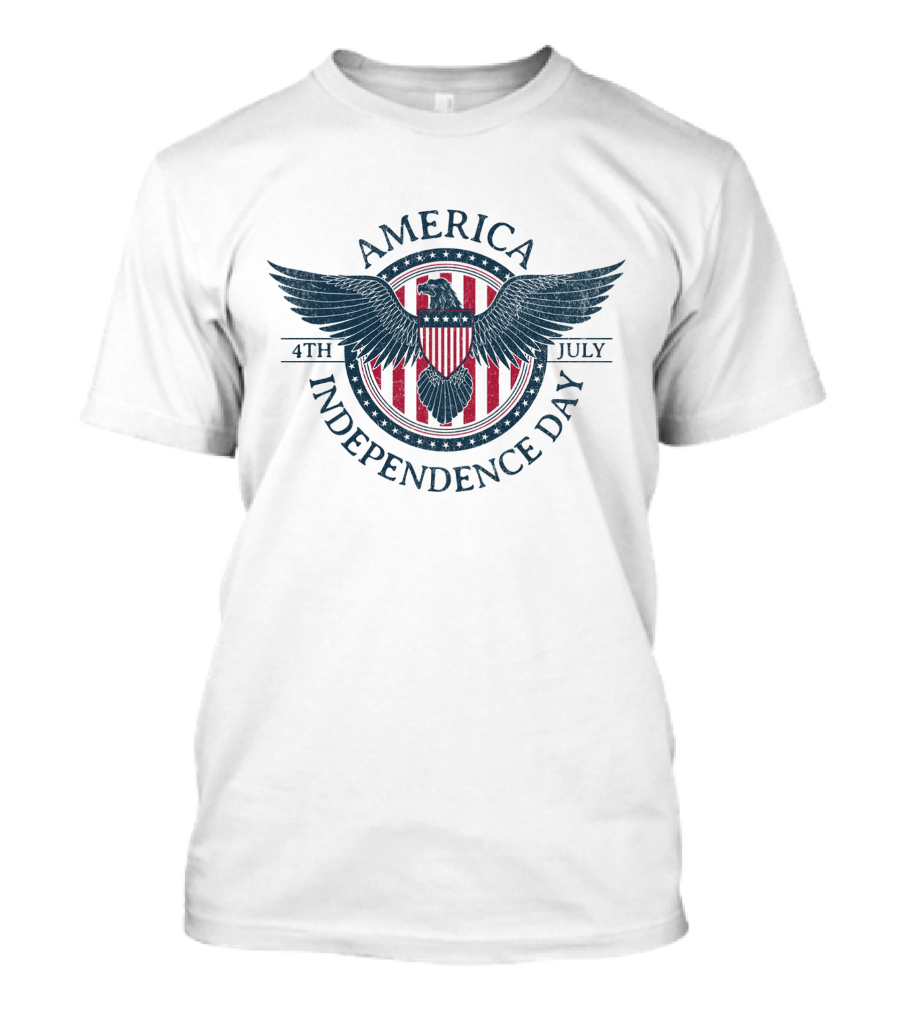 America Independence Day 4th July Eagle Badge T-Shirt