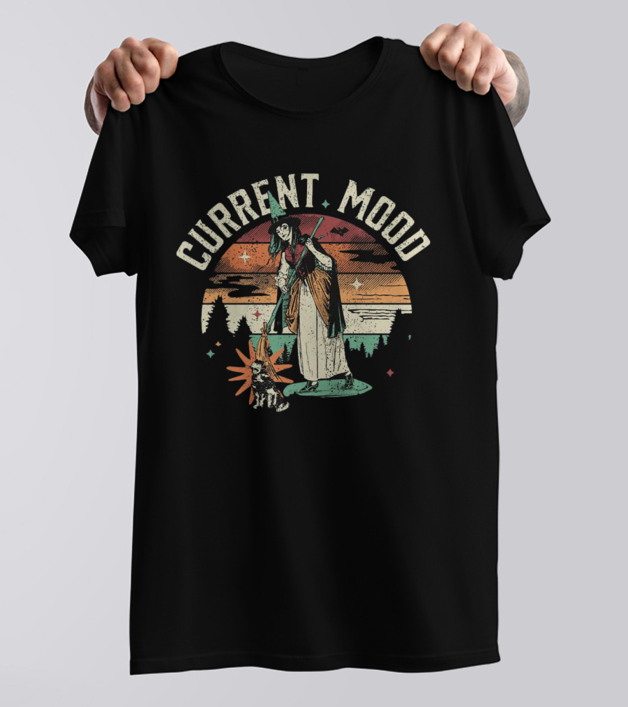 Current Mood Witch Vintage Sunset Dog Companion T-Shirt