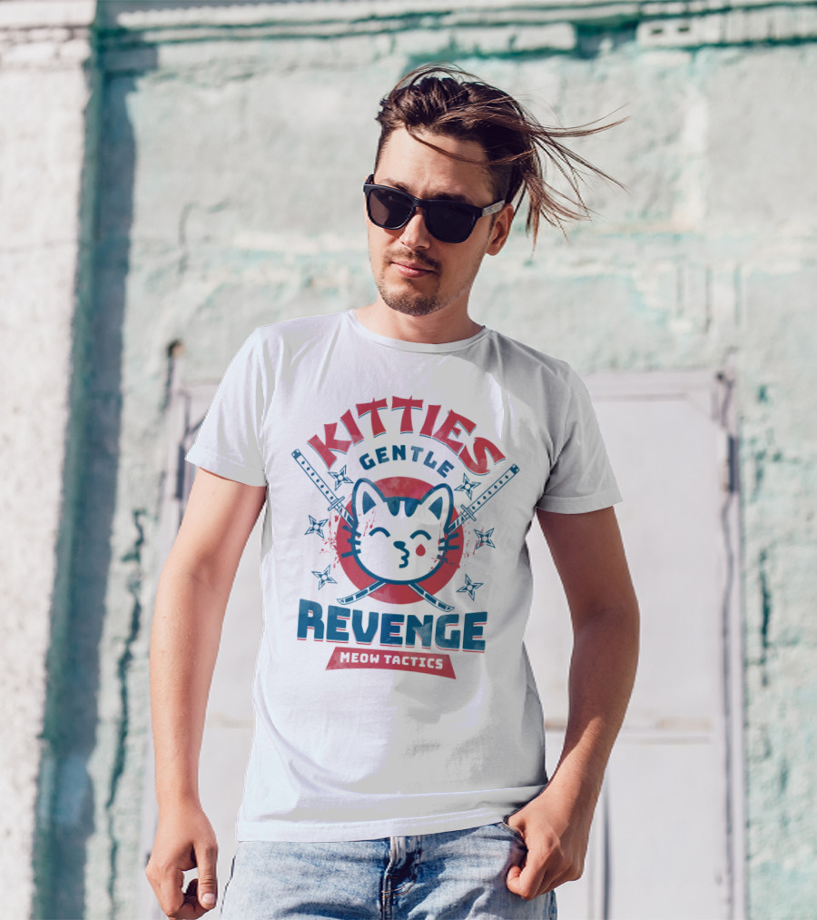 Kitties Gentle Revenge Meow Tactics Samurai T-Shirt
