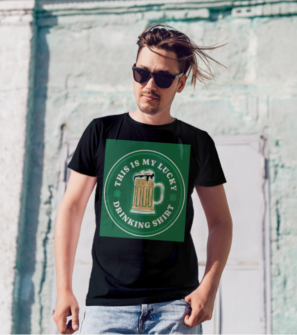 This Is My Lucky Drinking Shirt Beer Mug Clover Green T-Shirt