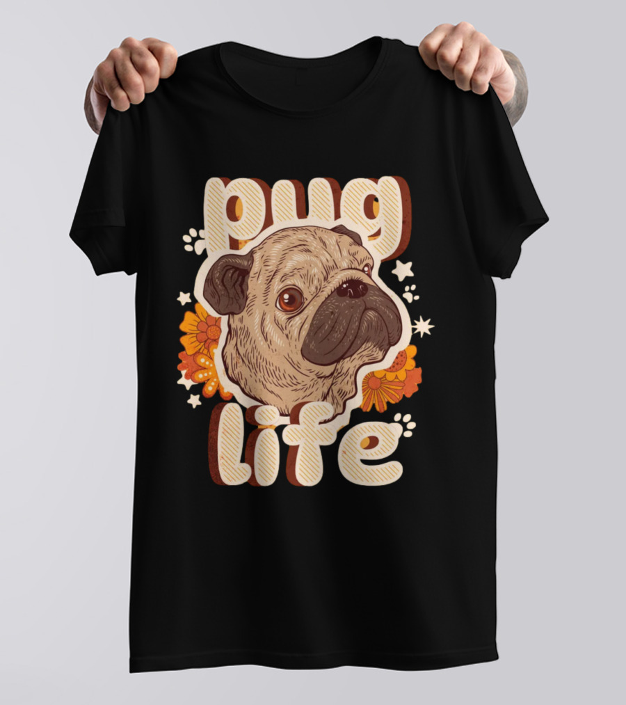 Pug Life Retro Floral T-Shirt