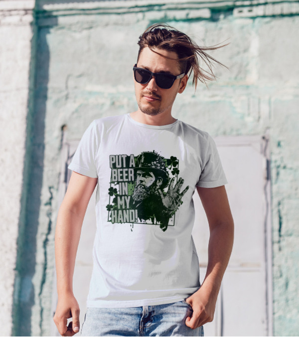 Put A Beer In My Hand St. Patrick's Day Shamrock Gentleman T-Shirt