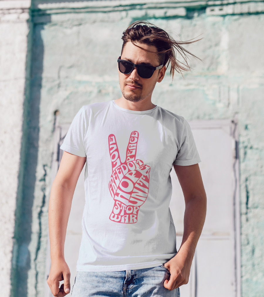 Peace Love Freedom Unity Hope Stop War 60s Challenge T-Shirt