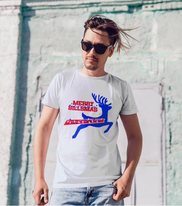 Merry Billsmas Reindeer Xmas Lights Buffalo T-Shirt