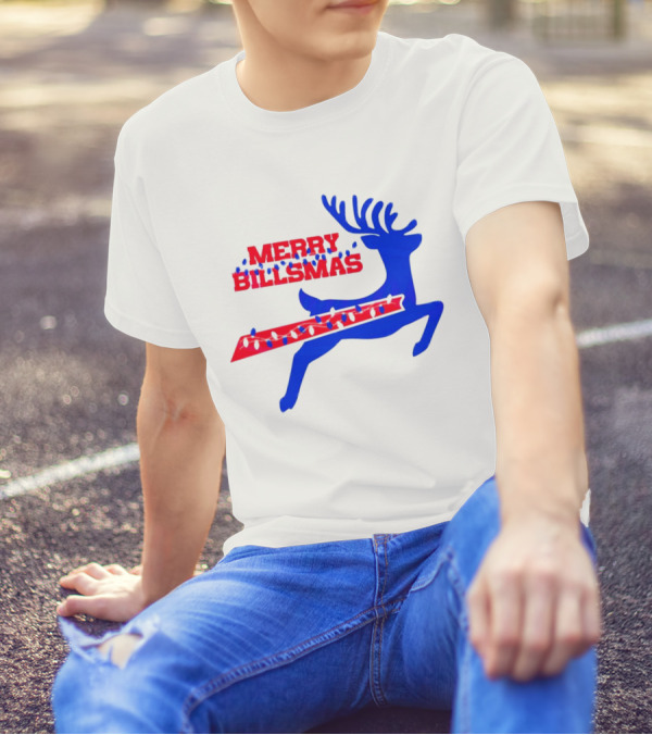 Merry Billsmas Reindeer Xmas Lights Buffalo T-Shirt