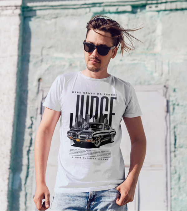 Pontiac Judge Muscle Car Iconic Roaring Classic City Skyline T-Shirt