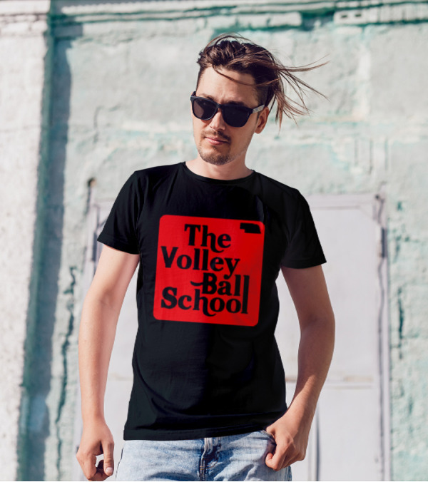The Volleyball School Nebraska Red Square Text T-Shirt