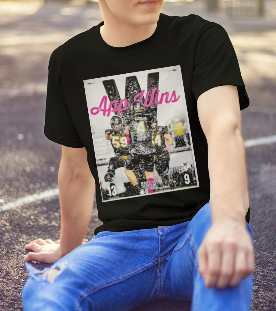 Appalachian State Mountaineers Football App Wins 13 9 Victory Celebration Football Players In Action T-Shirt