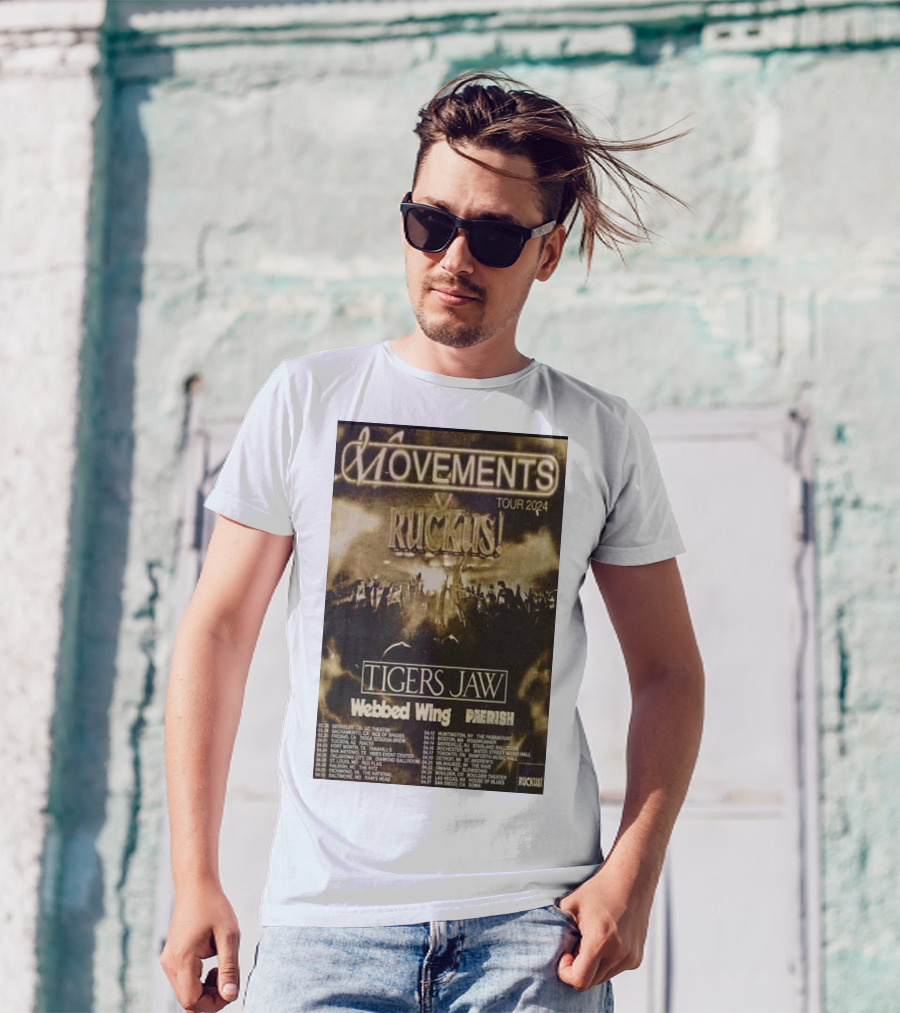 Movements 2024 Tour Ruckus Tigers Jaw Webbed Wing Pherish T-Shirt