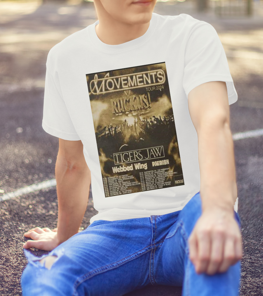 Movements 2024 Tour Ruckus Tigers Jaw Webbed Wing Pherish T-Shirt