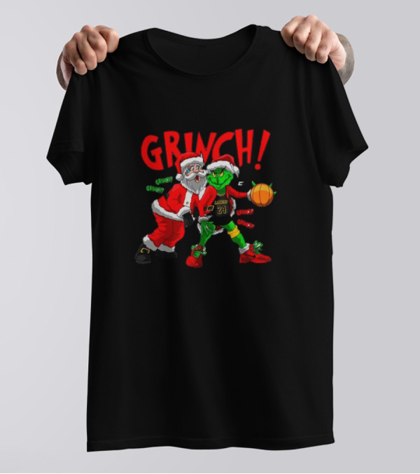 Grinch Kobe 24 Vs Santa Funny Basketball Christmas T-Shirt