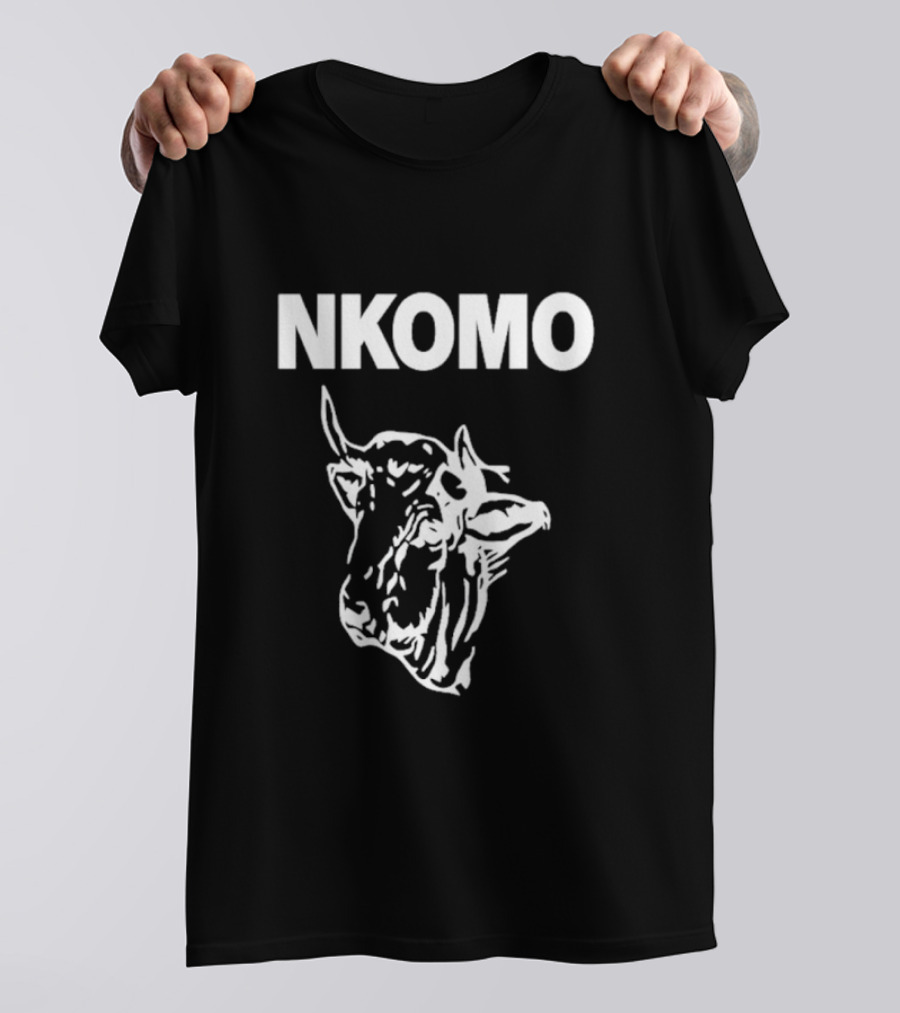 NKOMO Cow Illustration White Text T-Shirt