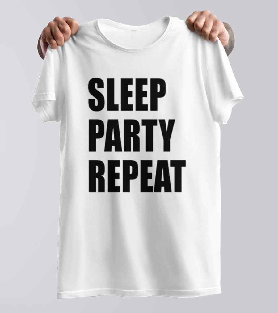 Sleep Party Repeat Slogan Black минималистичний дизайн T-Shirt