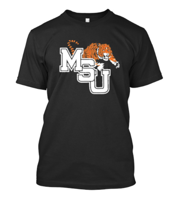 MSU Tiger Icon With Bold White Letters And Orange Stripes T-Shirt