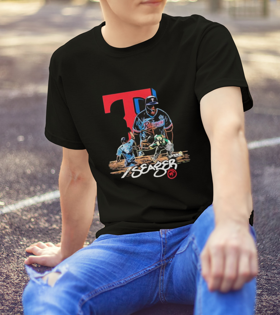 Texas Rangers Seager Baseball Action T-Shirt