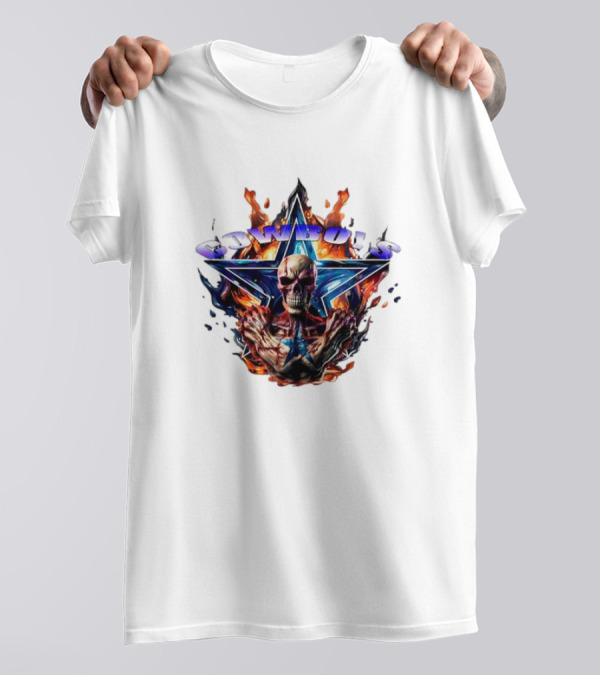Cowboys Skeleton Star Flames T-Shirt