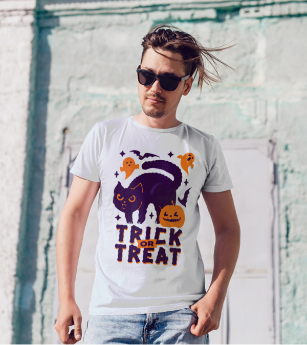 Trick Or Treat Cats Ghosts Pumpkins And Bats T-Shirt