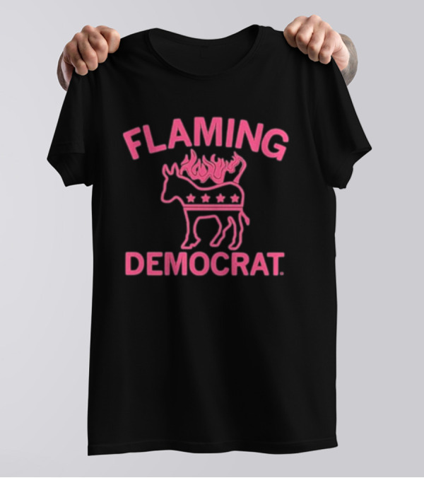 Flaming Democrat Donkey With Stars And Flames T-Shirt