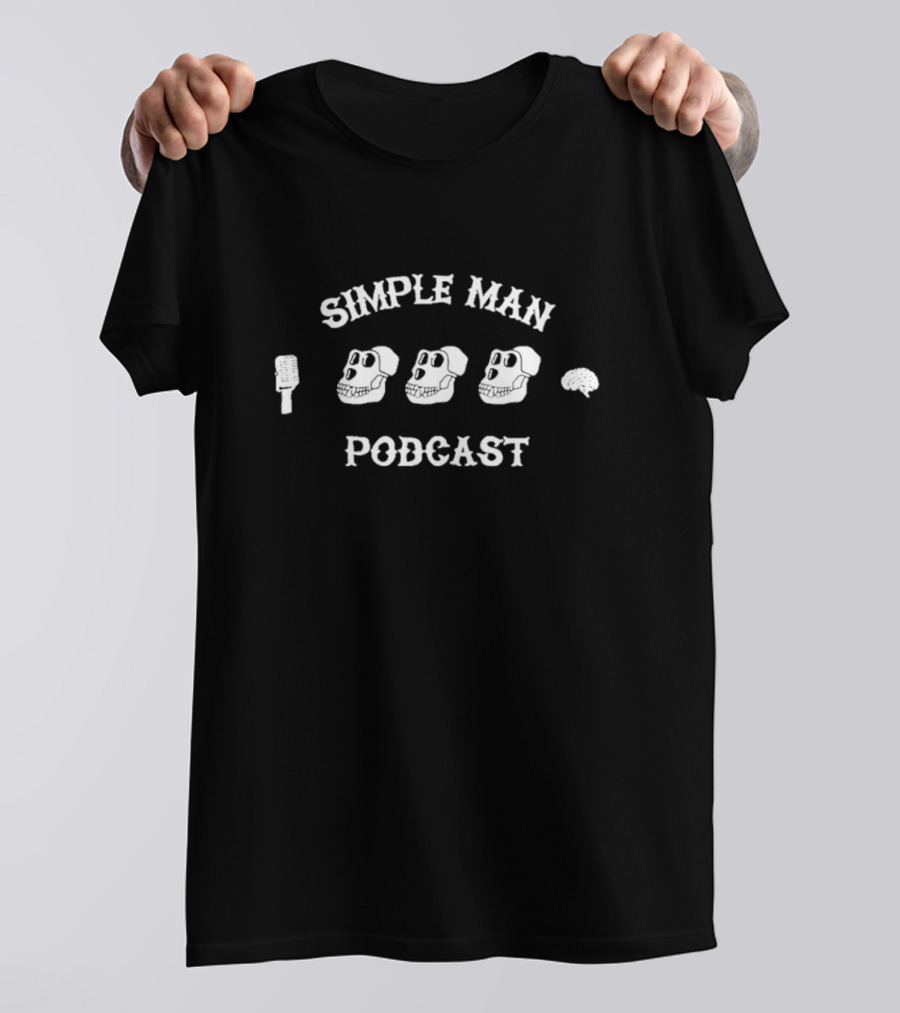 Simple Man Podcast Microphone Skull Evolution Brain T-Shirt