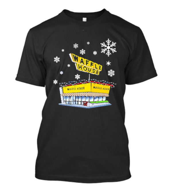 Waffle House Snowflakes Christmas Scene T-Shirt