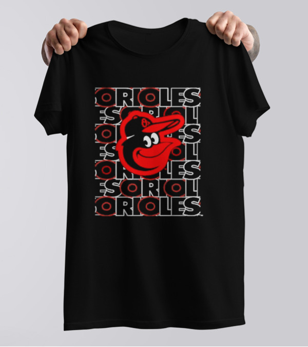 Baltimore Orioles Classic Orioles Text With Iconic Cartoon Bird Face T-Shirt