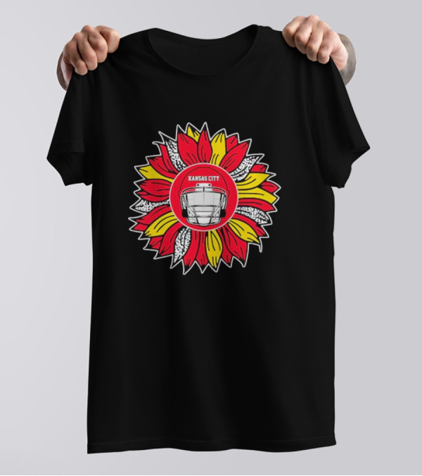 Kansas City Chiefs Sunflower Football Helmet T-Shirt