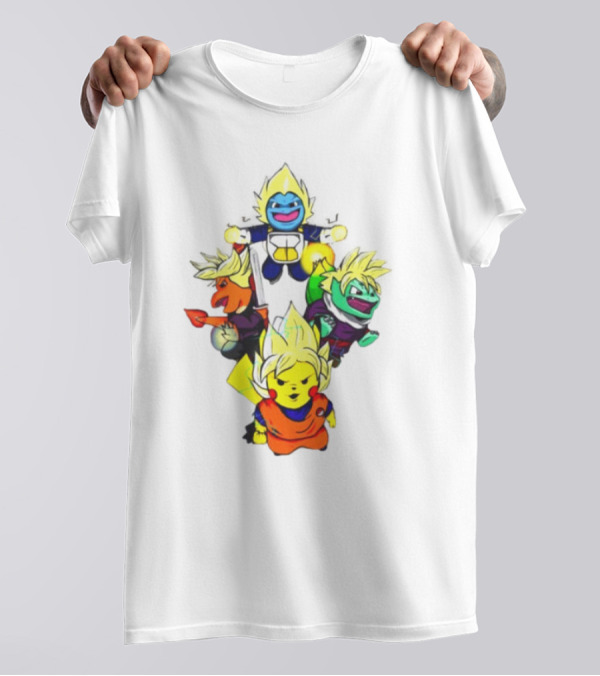 Dragon Ball Z Super Saiyan Pokemon Crossover Characters T-Shirt