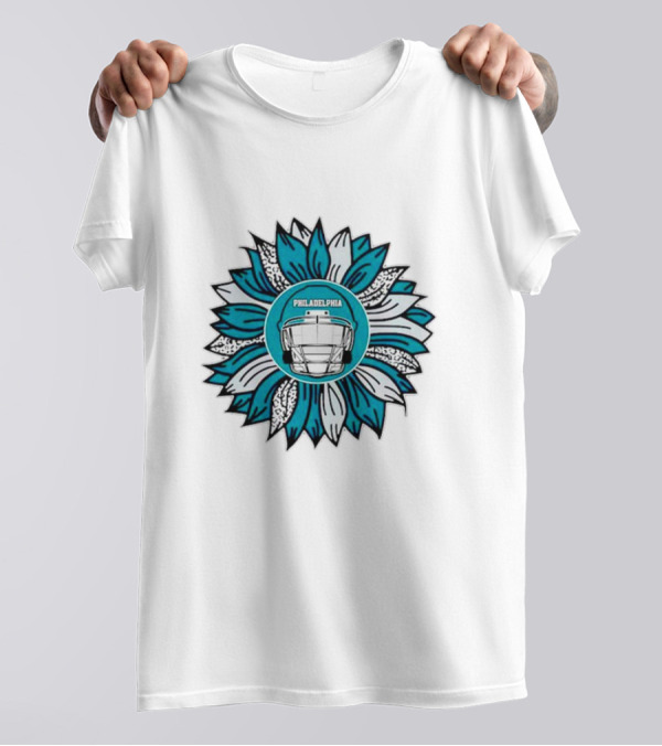 Philadelphia Eagles Football Helmet Sunflower T-Shirt