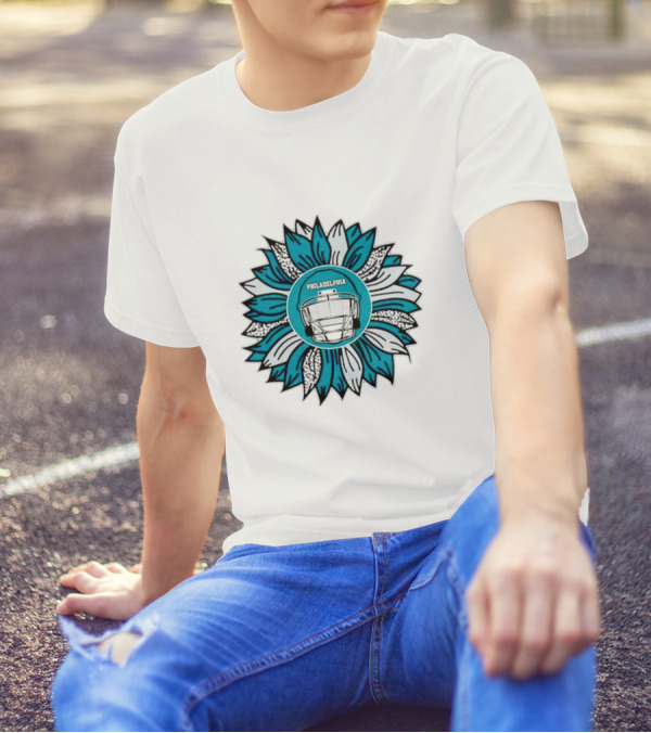 Philadelphia Eagles Football Helmet Sunflower T-Shirt