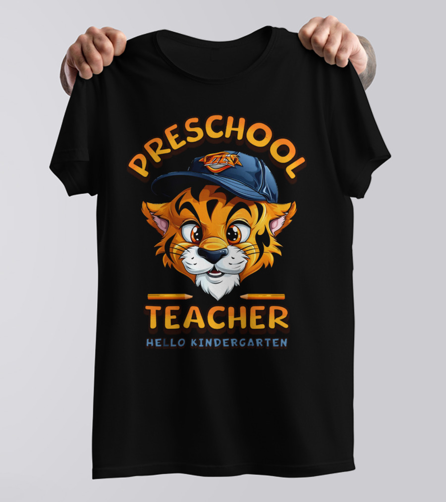 Preschool Teacher Hello Kindergarten Back To School Tiger Mascot T-Shirt
