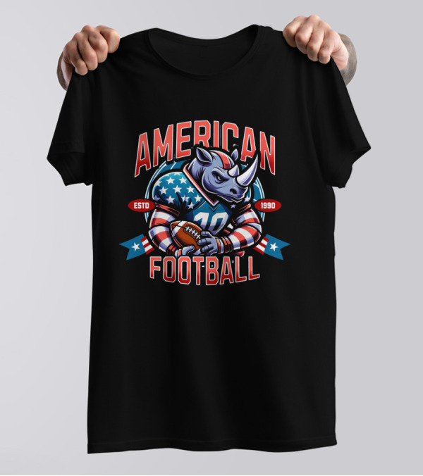 American Football Rhino Mascot ESTD 1990 T-Shirt