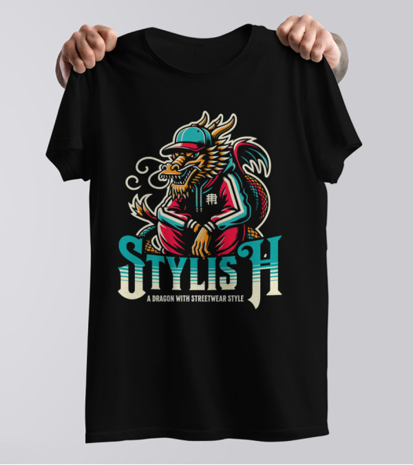Stylish Dragon With Streetwear T-Shirt