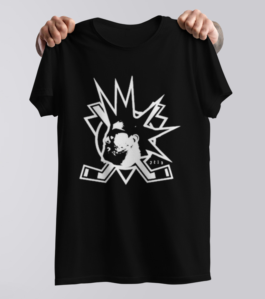 JC13 Gear Hockey Punk Logo With Crossed Sticks T-Shirt