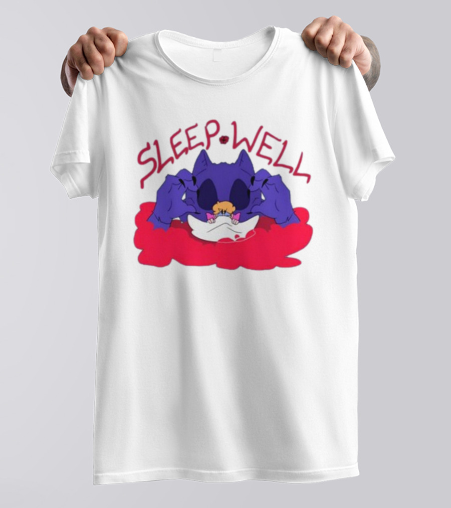Sleep Well Monster Cartoon Creature Holding Tiny Figure T-Shirt