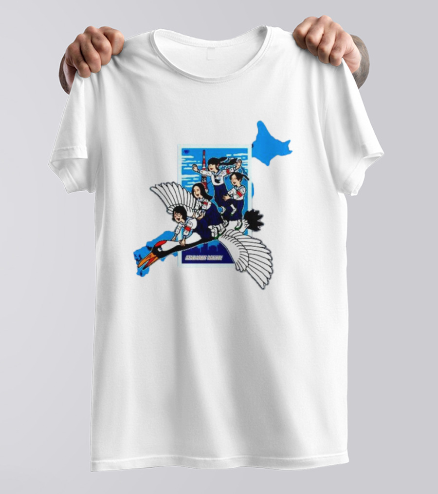 Atarashii Gakko Navy Crane Riding Cartoon Adventure T-Shirt