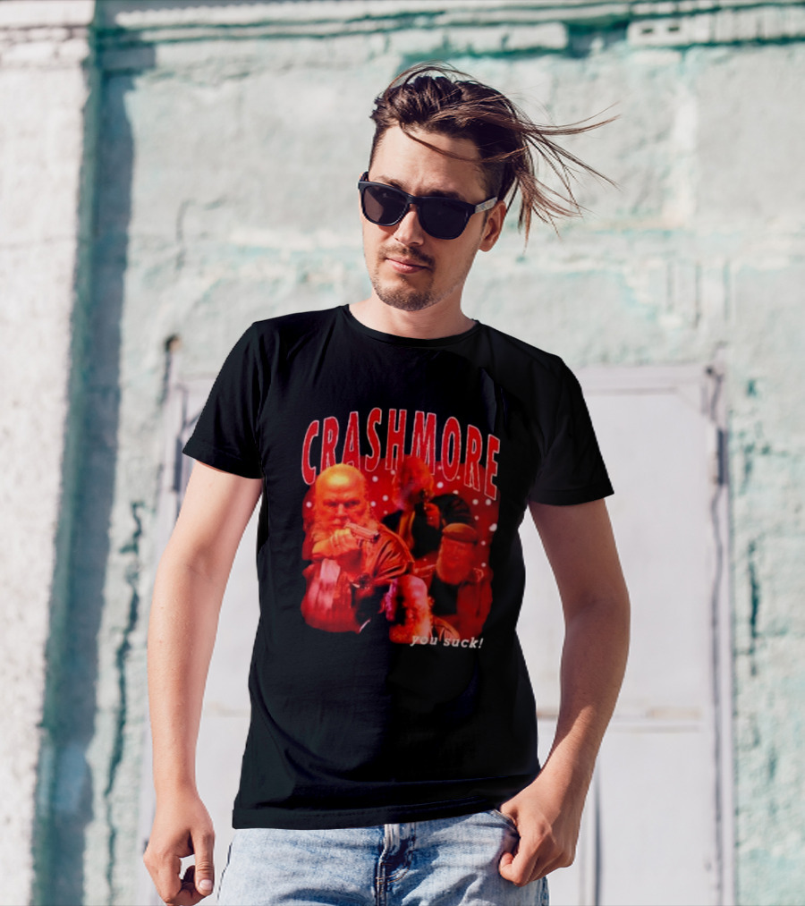 Crashmore You Suck Vintage Detective Christmas Action Santa T-Shirt