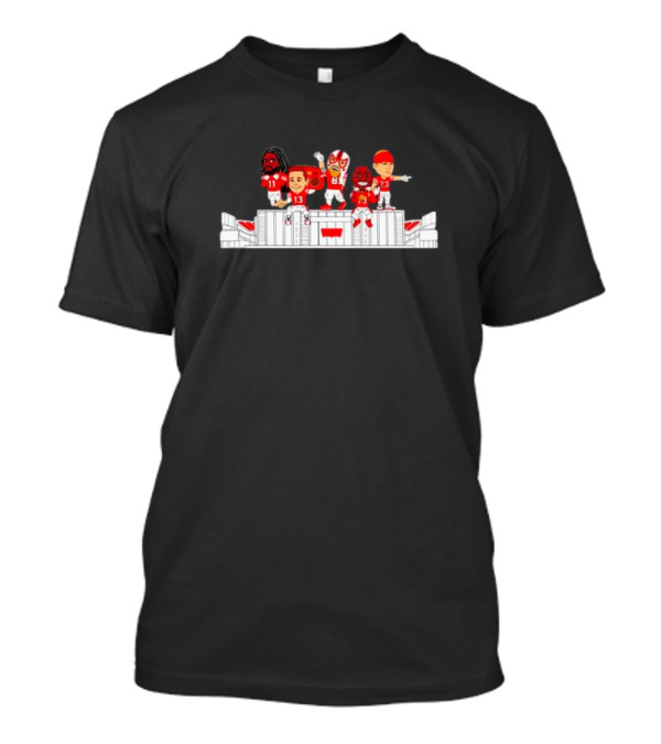 Levi’S 5 Pt. 2 Drops White-Clad Red Jersey Characters On Stadium Roof T-Shirt