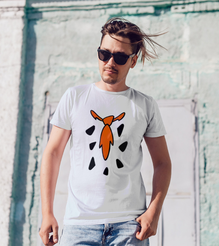 Fred Flintstone Costume Tie With Orange And Black T-Shirt
