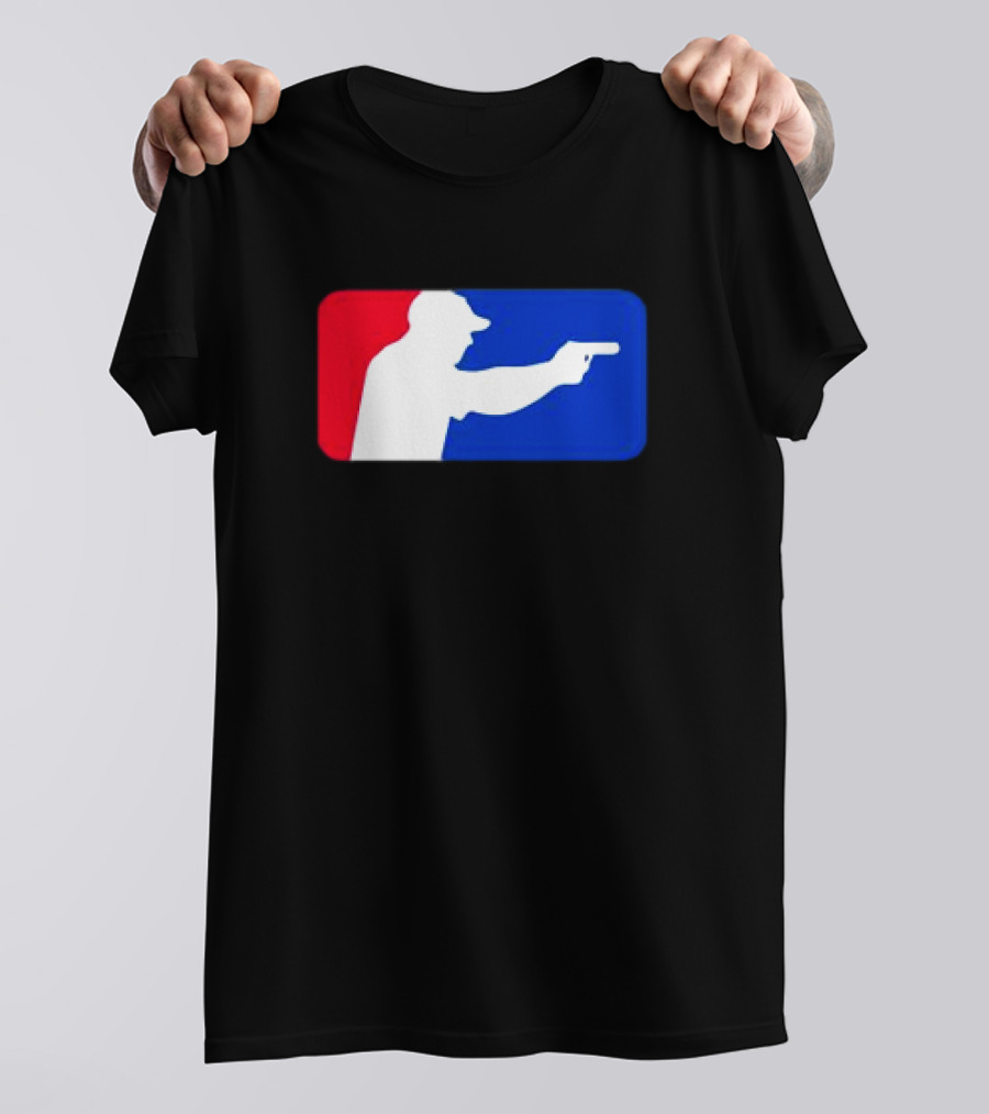 Major League Shooter Silhouette In Red White And Blue Rectangle T-Shirt