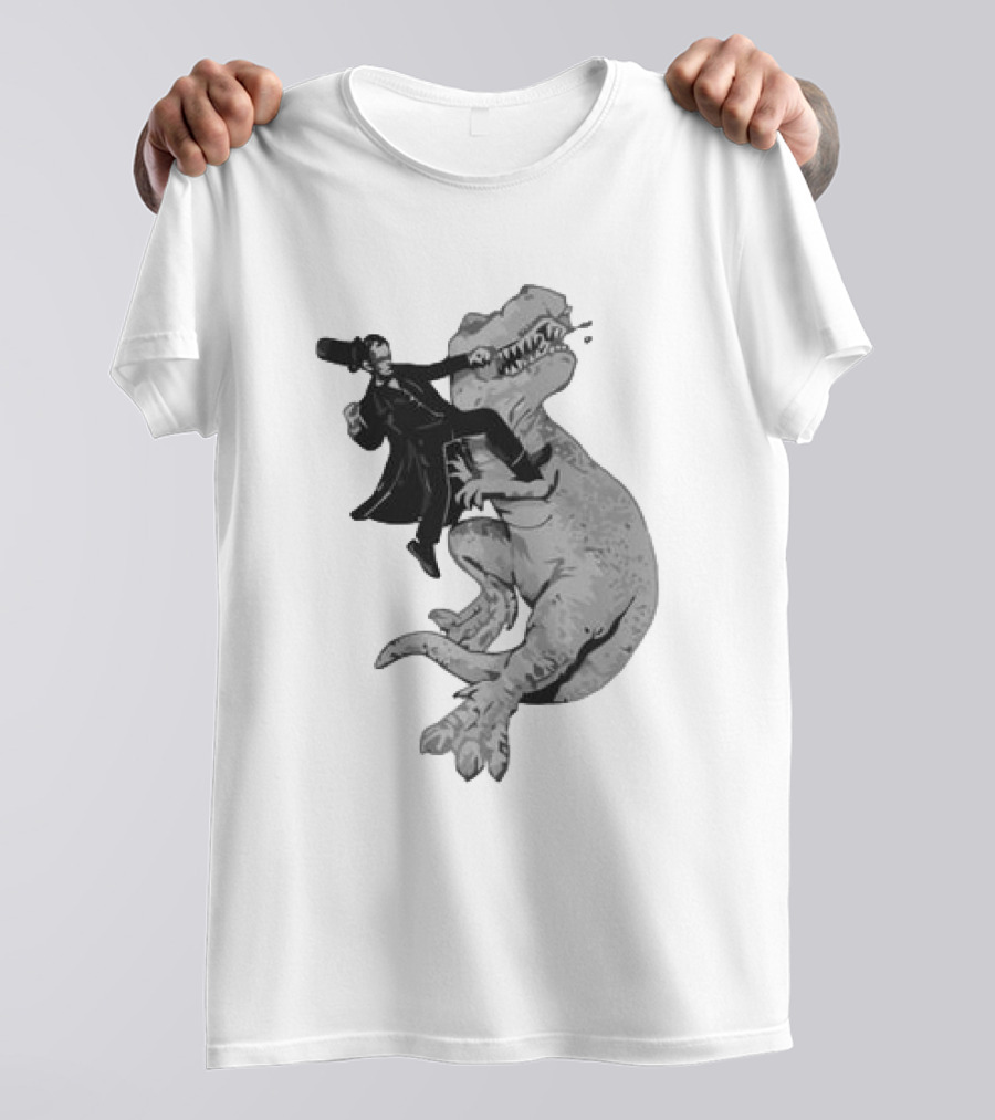 Punching ARex Like A Boss Victorian Gentleman Fighting Dinosaur T-Shirt